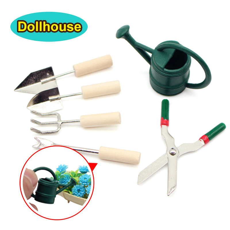 Gardening Tools Kit - 1/12 Dollhouse Simulation Watering Can Spade