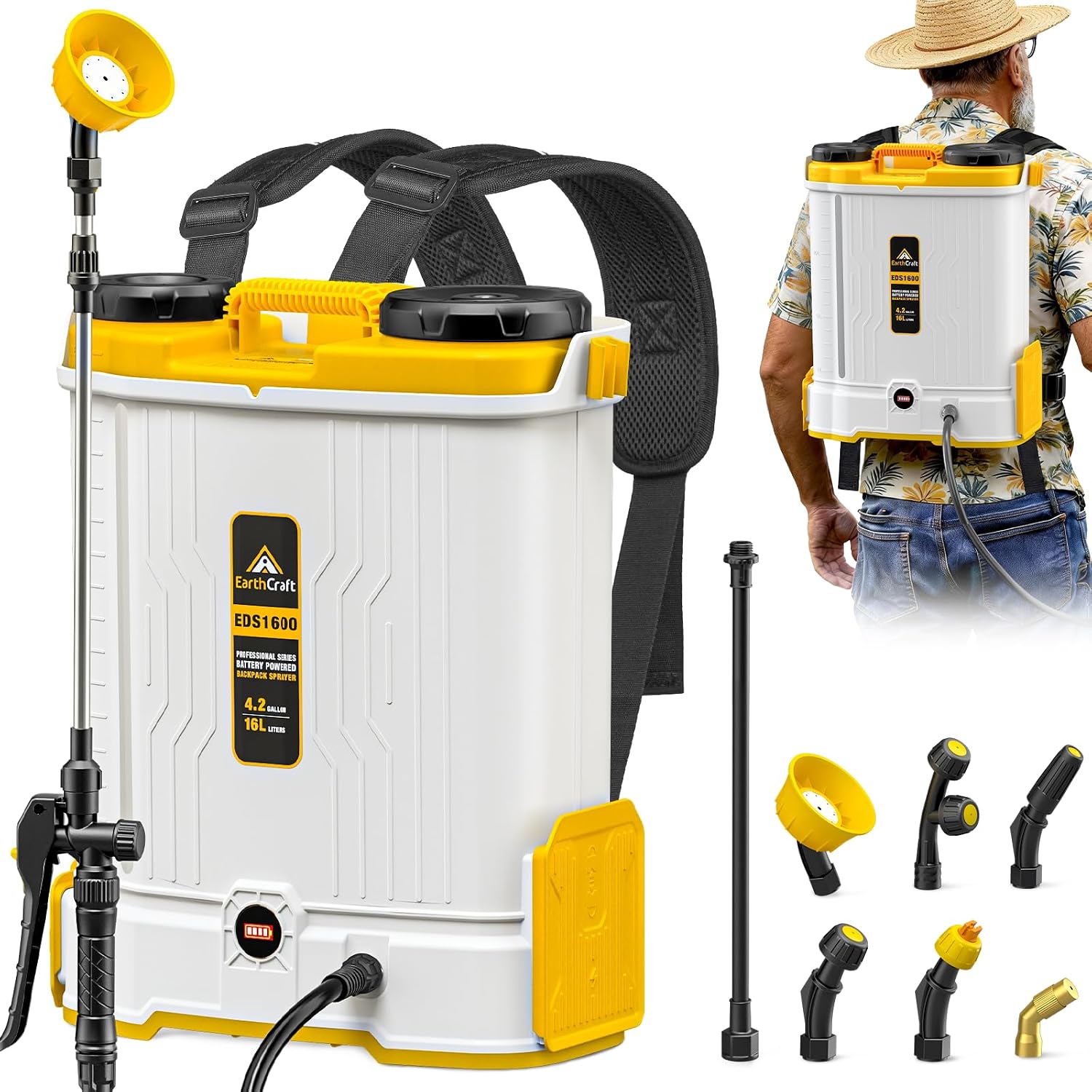 Gardening Yard Tools - 4.2 Gal Battery Powered Backpack Sprayer