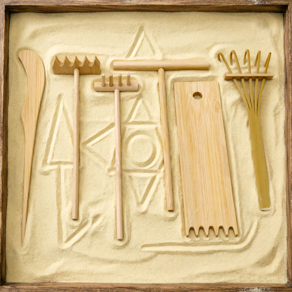 6 Pcs Bamboo Sand Rake Tool Ki - Gardening Tools Drawing ulasan dan harga