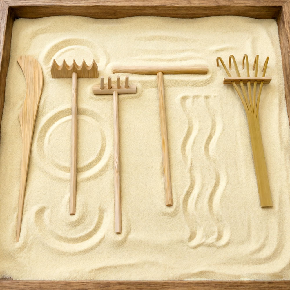6 Pcs Bamboo Sand Rake Tool Ki - Gardening Tools Drawing ulasan dan harga