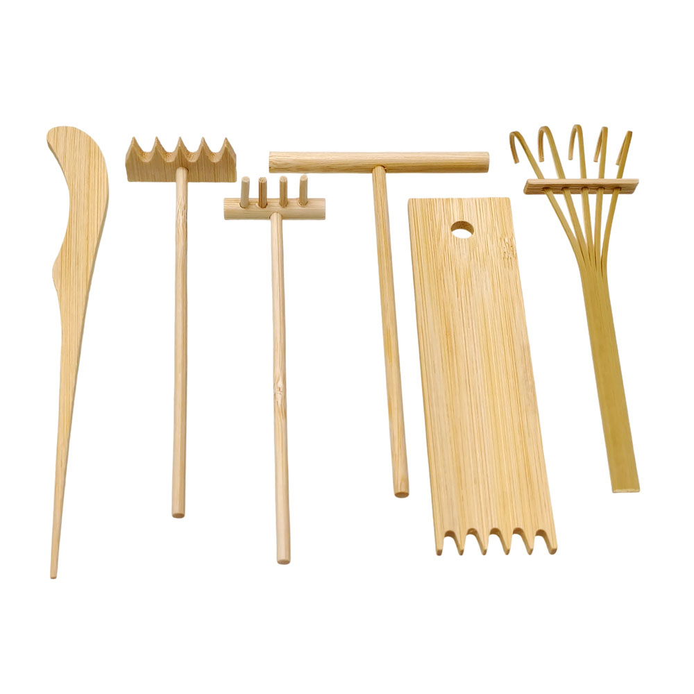 6 Pcs Bamboo Sand Rake Tool Ki - Gardening Tools Drawing ulasan dan harga