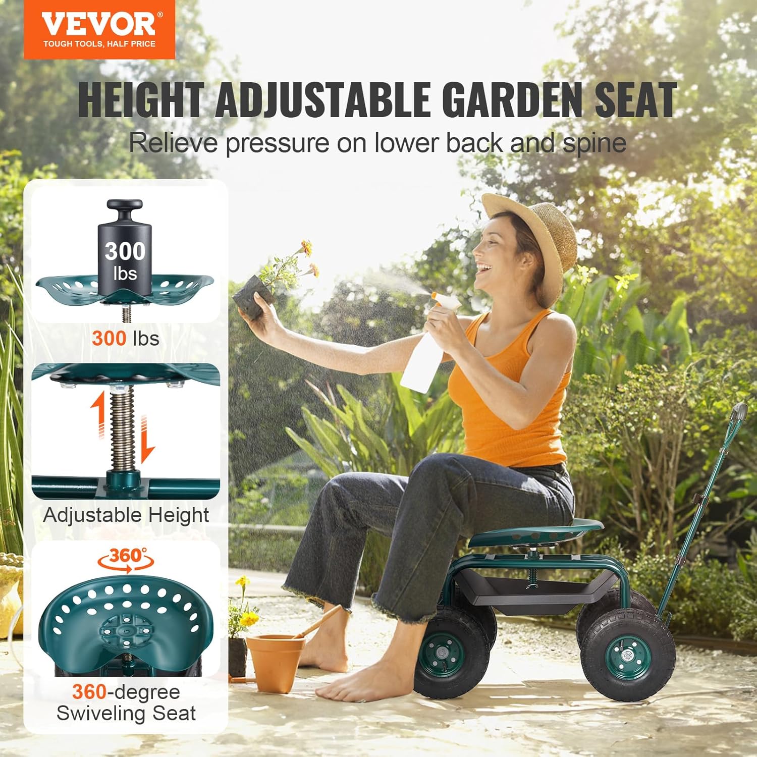 Garden Cart Rolling Workseat w - Gardening Yard Tools ulasan dan harga